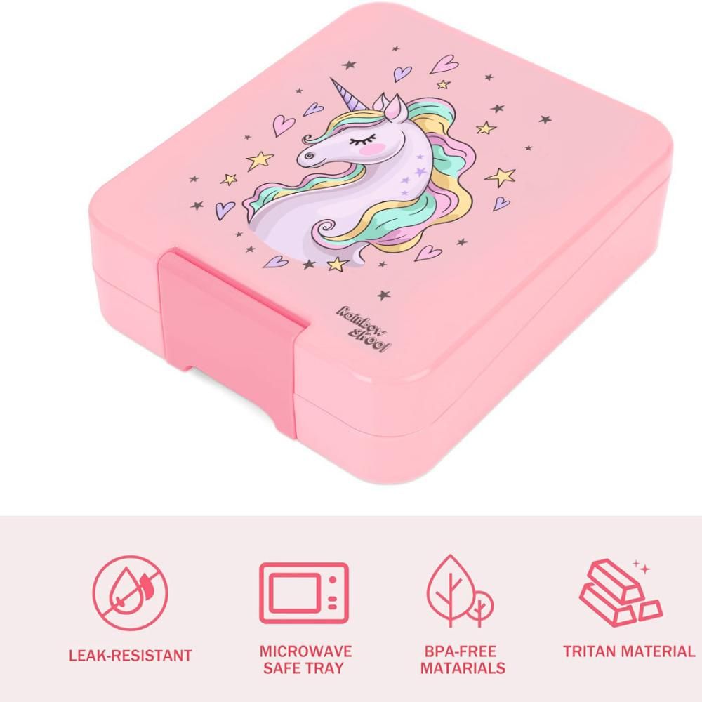 Rainbow Skool - 4 Compartment Mini Lunch Box - Unicorn - Pink