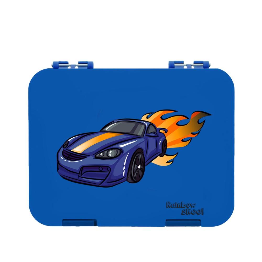 Rainbow Skool - 4-6 Compartment Lunch Box - Car - Blue