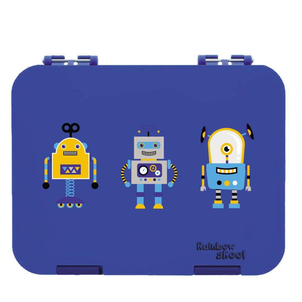 Rainbow Skool - 4-6 Compartment Lunch Box - Robot - Blue