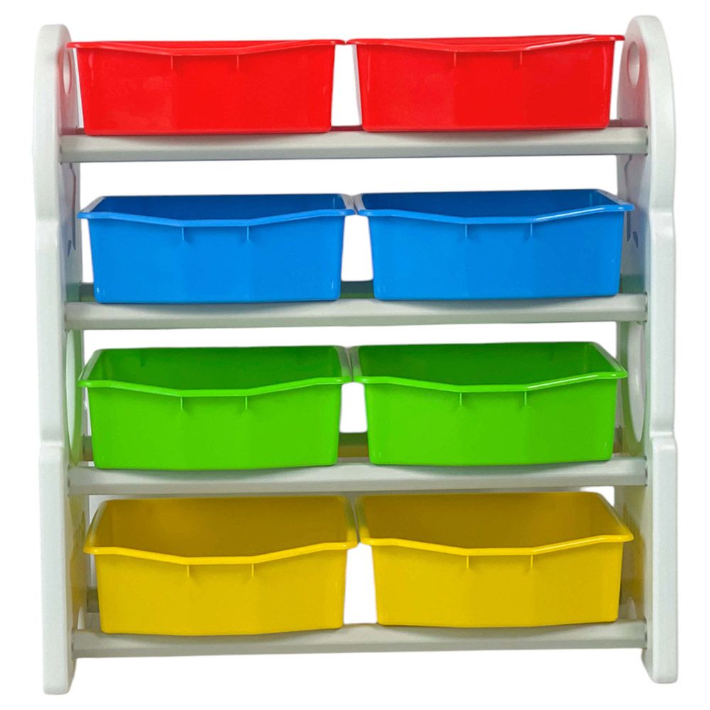 Home Canvas - Children Deluxe Multi-Bin Toy Organizer - White