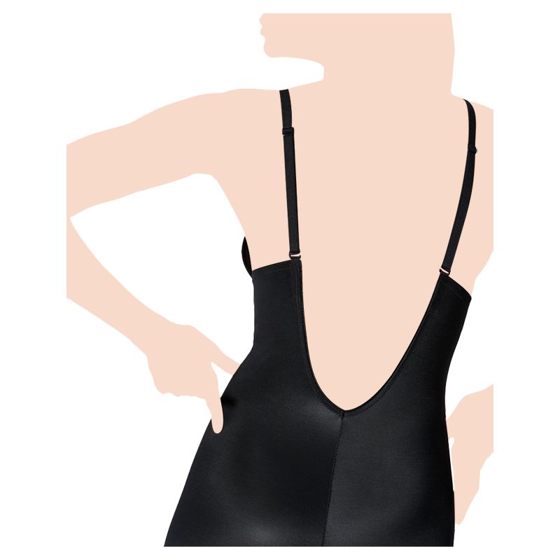 Spanx - Plunge Low-Back Mid-Thigh Bodysuit - Black