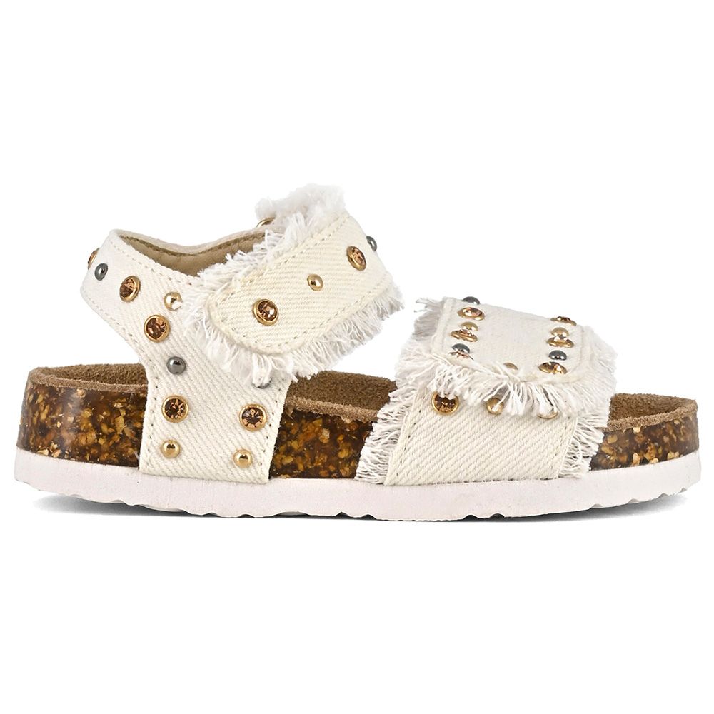 Colors of California - Denim And Studs Baby Sandal - White