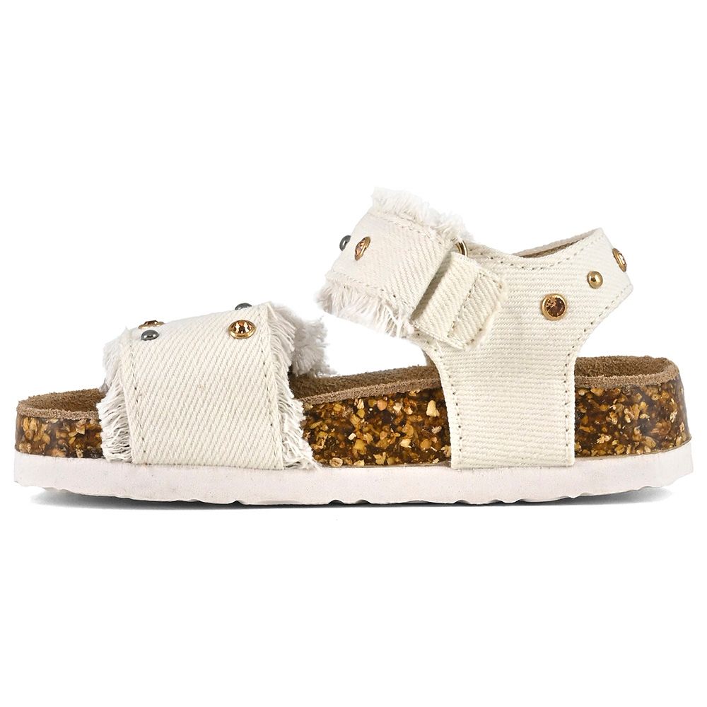 Colors of California - Denim And Studs Baby Sandal - White