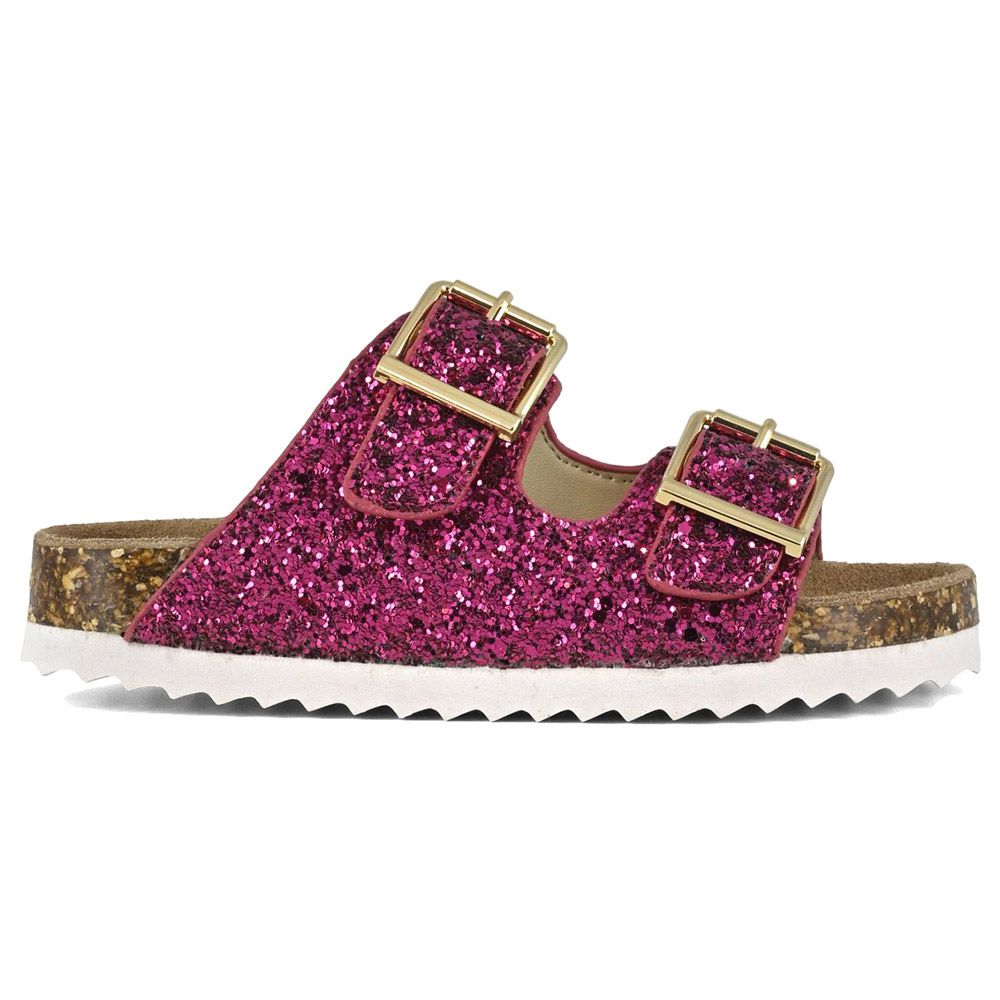 Colors of California - 2 Buckles Glitter Sandal - Fuxia