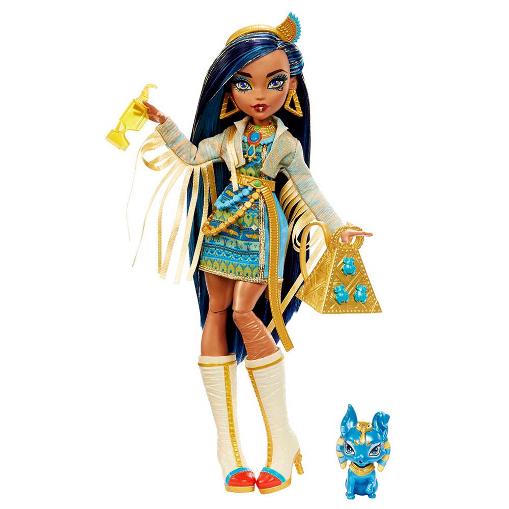 Mattel Games - Monster Posable Doll w/ Accessories & Pet Dog - Cleo De Nile