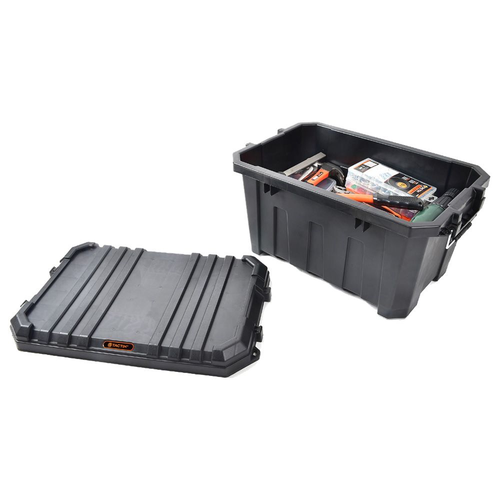 Tactix - Heavy Duty Storage Box - Black - Pack of 3 - 45 L