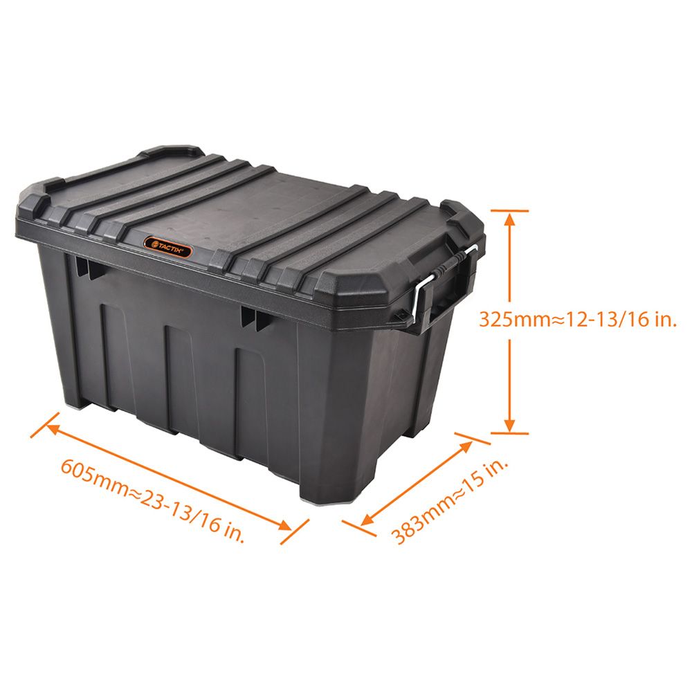 Tactix - Heavy Duty Storage Box - Black - Pack of 3 - 45 L