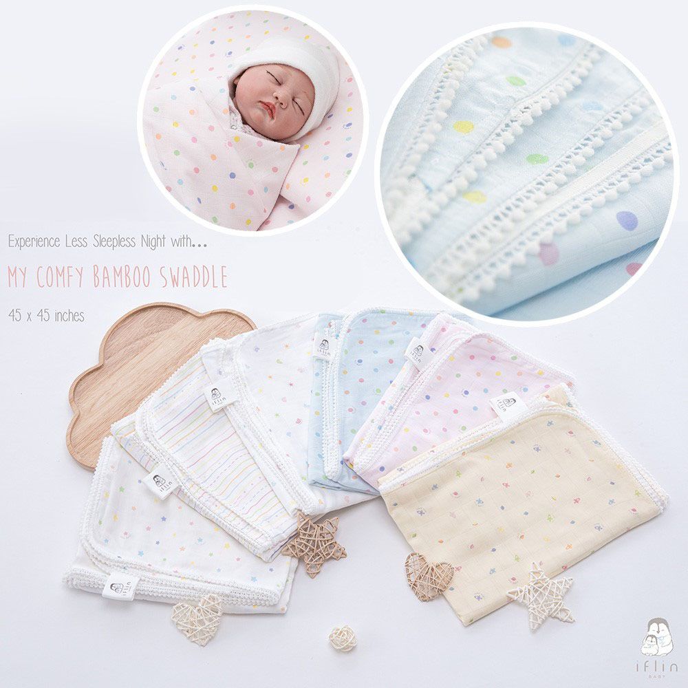 Iflin Baby - My Comfy Bamboo Swaddle - Playful Blue