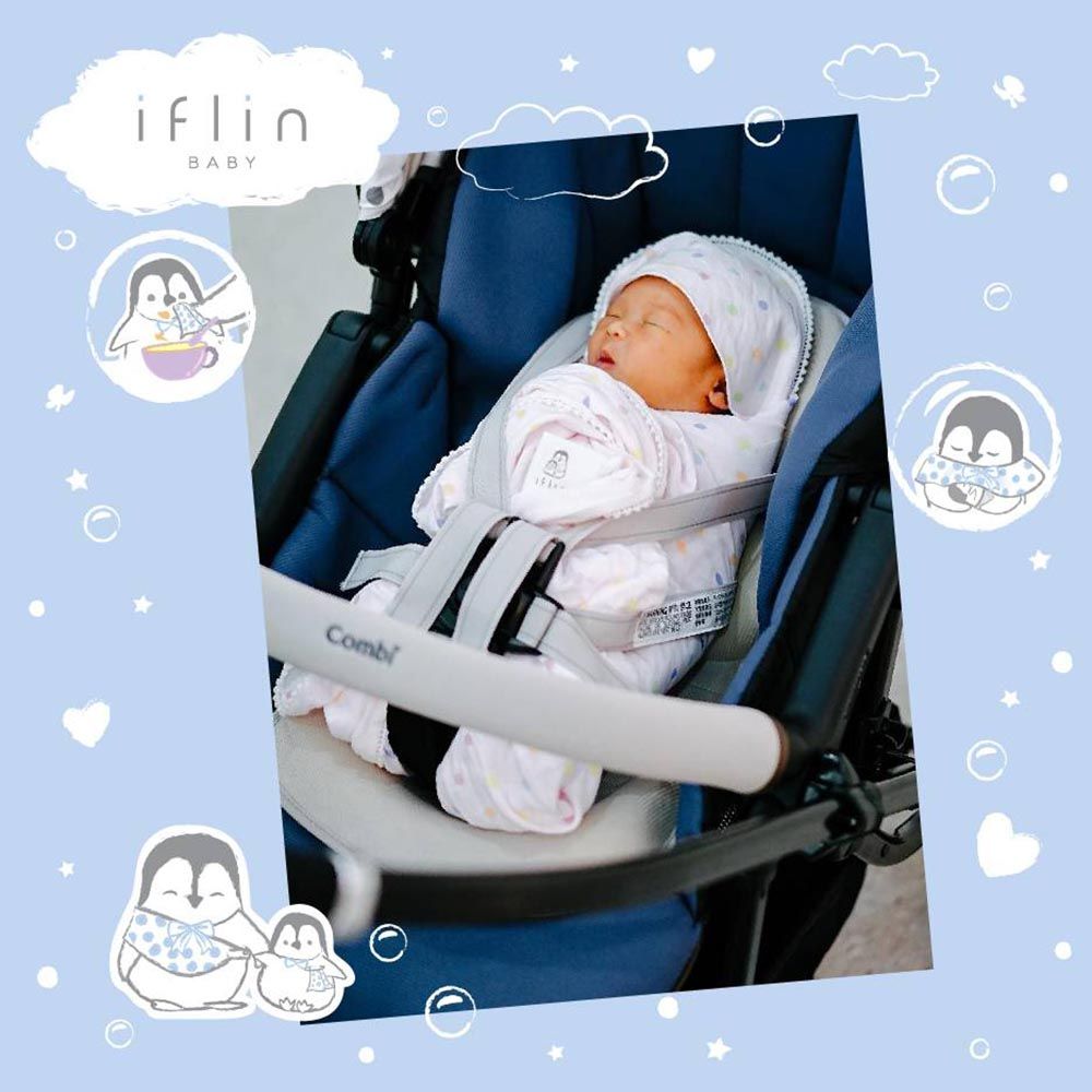 Iflin Baby - My Comfy Bamboo Swaddle - Playful Blue