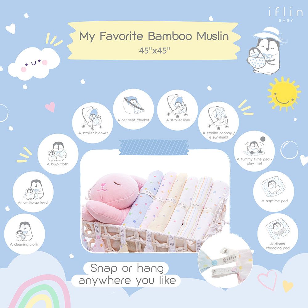 Iflin Baby - My Comfy Bamboo Swaddle - Playful Stripes