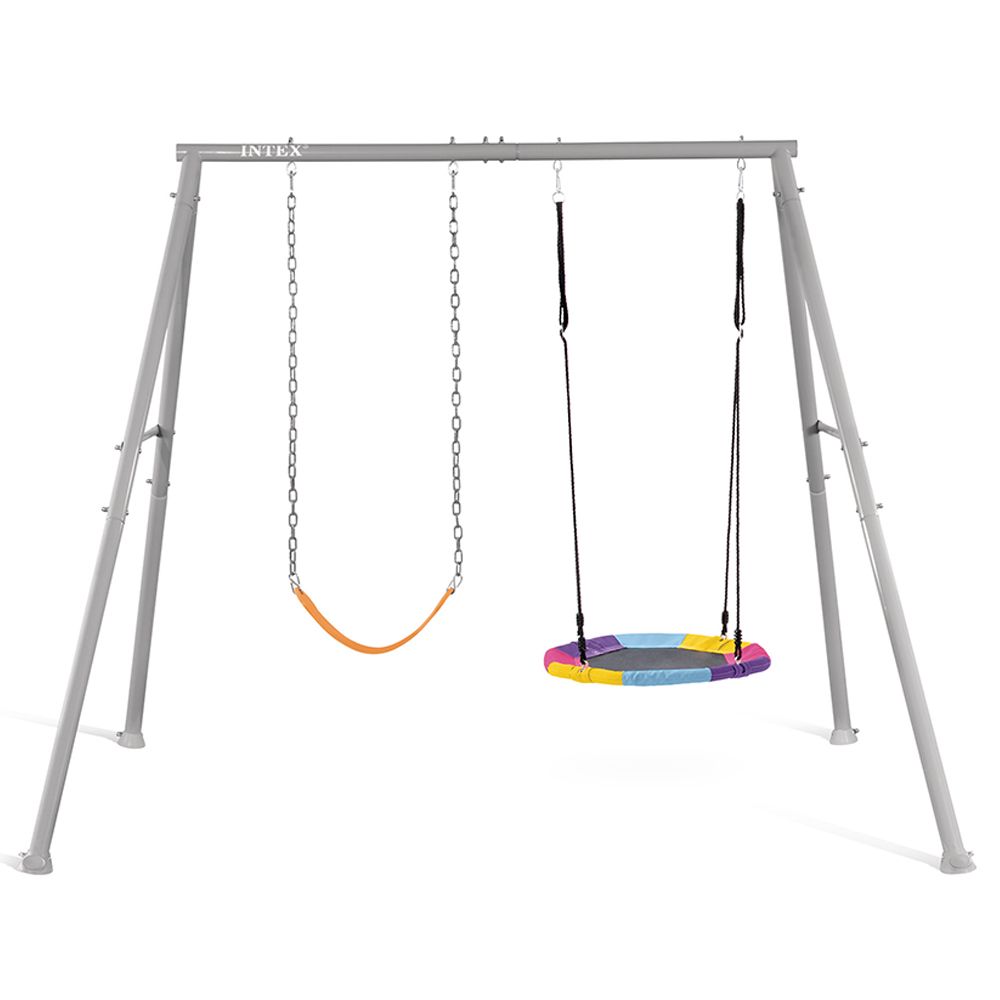 Intex - Steel Swing With Seat And Saucer Swing - Grey