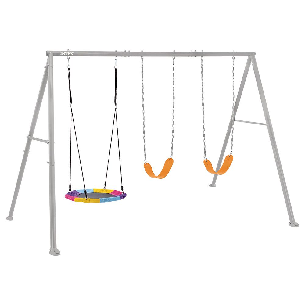 Intex - 3 Feature Swing Set With Saucer Swing - Grey