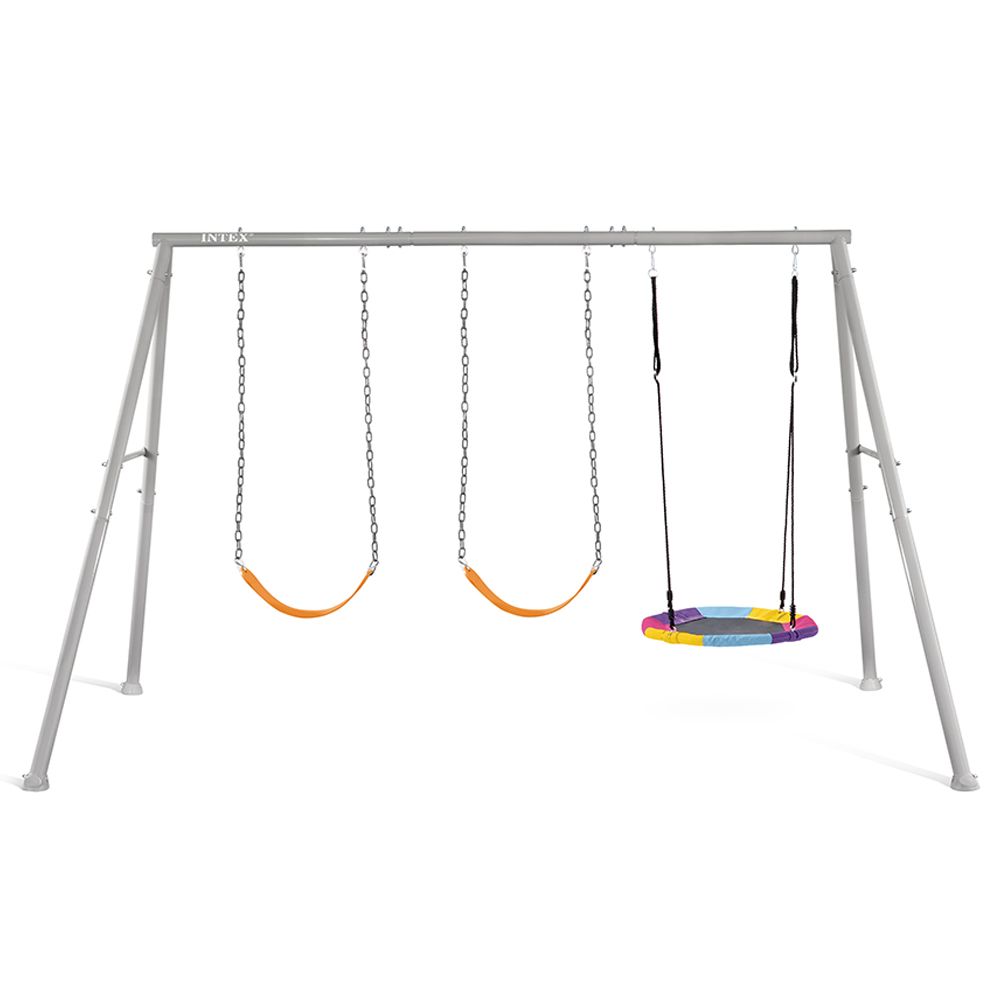 Intex - 3 Feature Swing Set With Saucer Swing - Grey