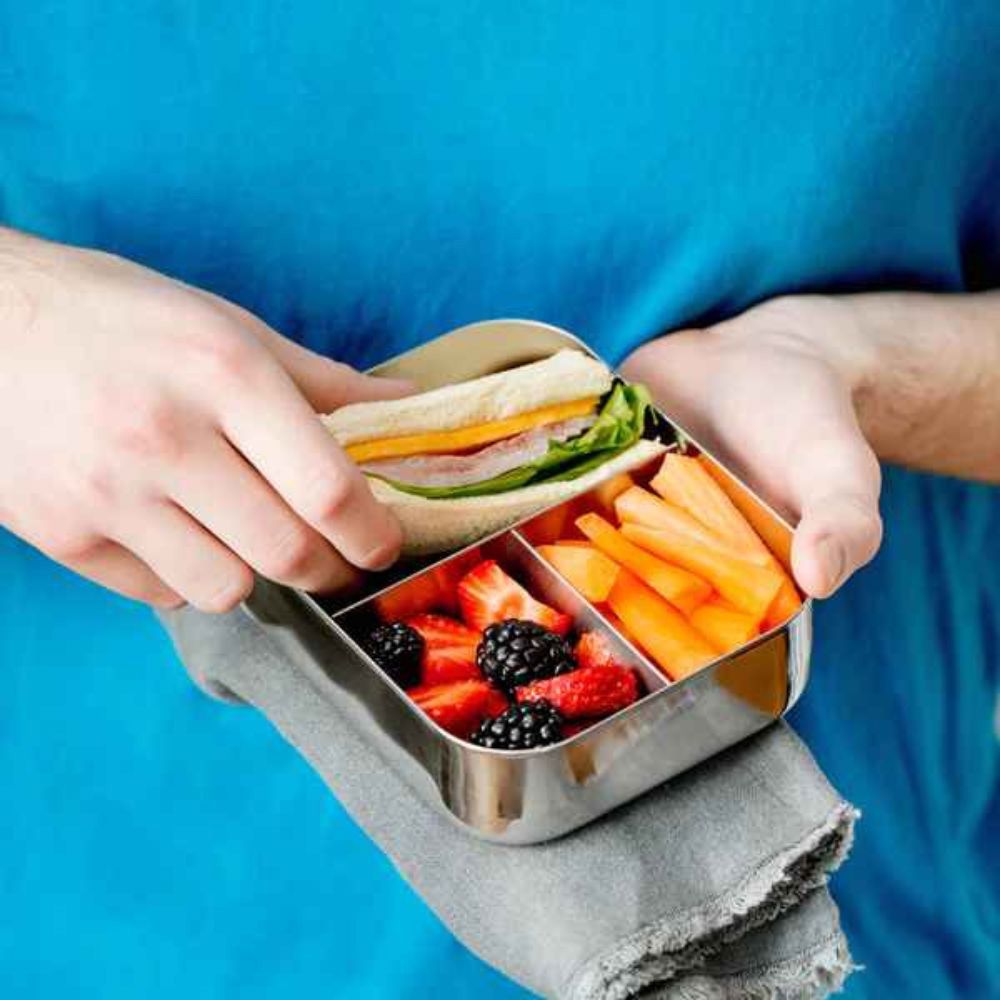 Lunchbots - Trio Bento Stainless Steel Lunchbox - 600ml - Blue