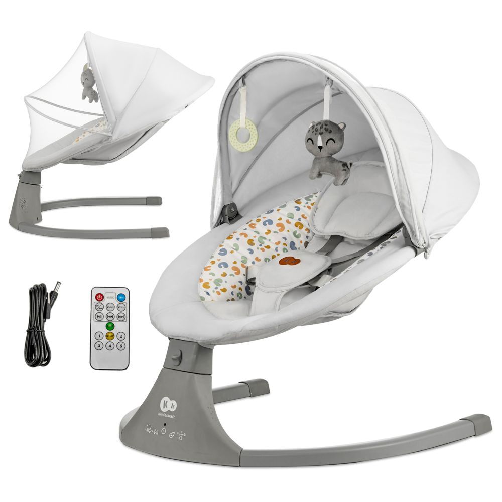 Kinderkraft - 2-In-1 Lumi 2 Electric Rocker-Bouncer - Light Grey