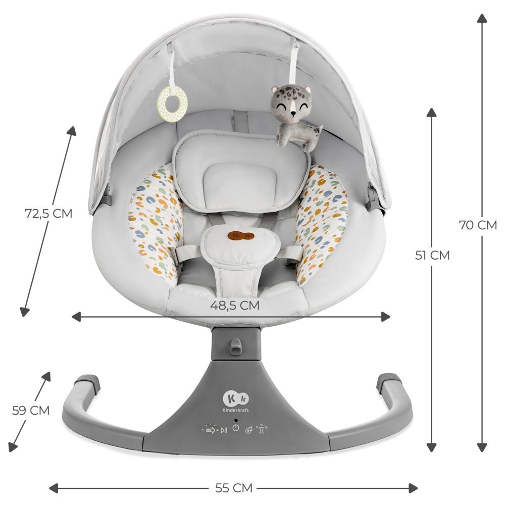 Kinderkraft - 2-In-1 Lumi 2 Electric Rocker-Bouncer - Light Grey