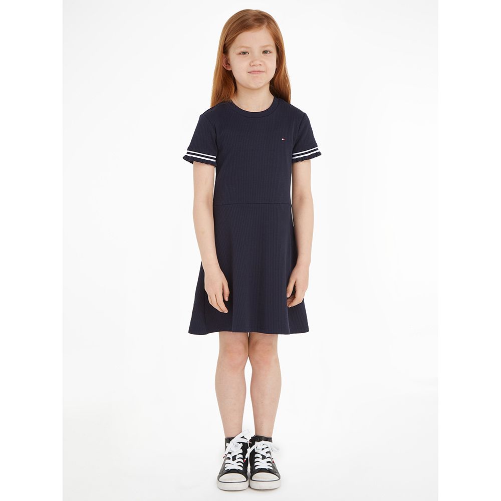 Tommy Hilfiger - Ruffle Rib Knit Dress - Blue