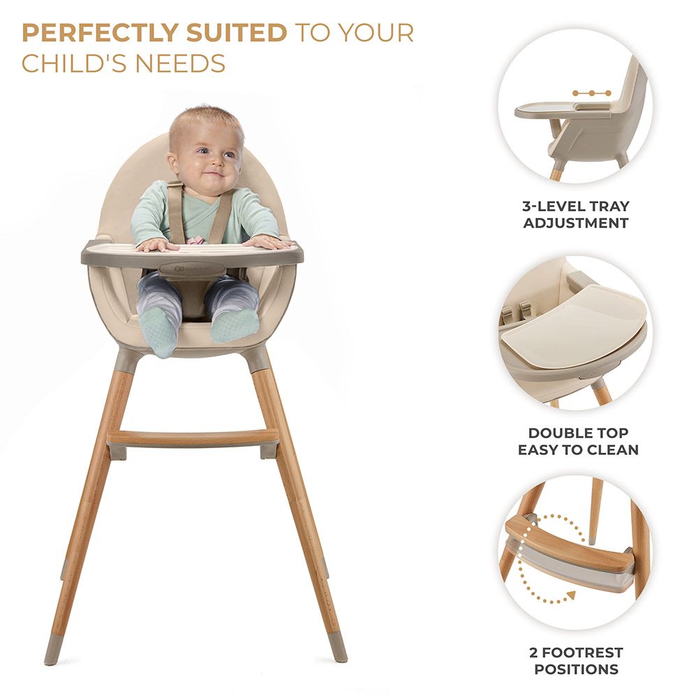 Kinderkraft - 2-in-1 Fini 2 Baby High Chair - Beige