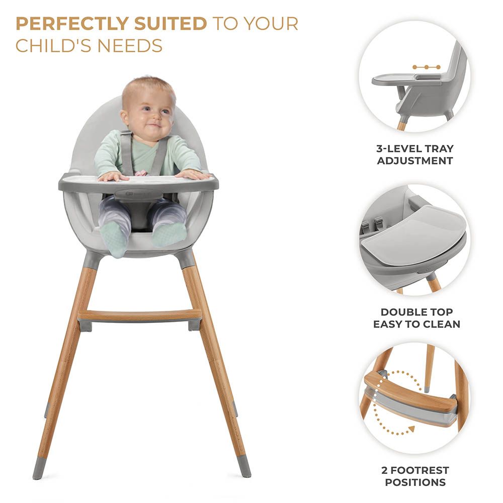 Kinderkraft - 2-in-1 Fini 2 Baby High Chair - Grey