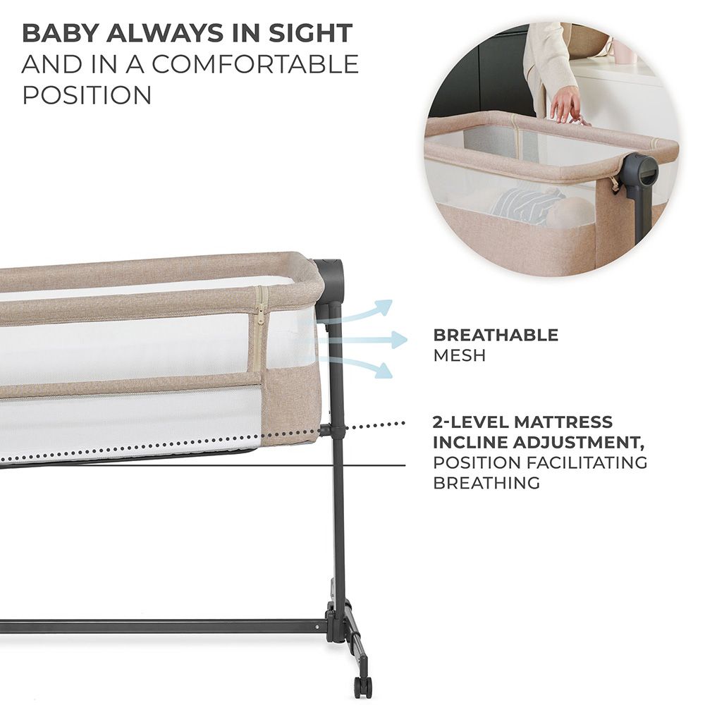 Kinderkraft - 2-in-1 Neste Up 2 Bedside Crib - Beige