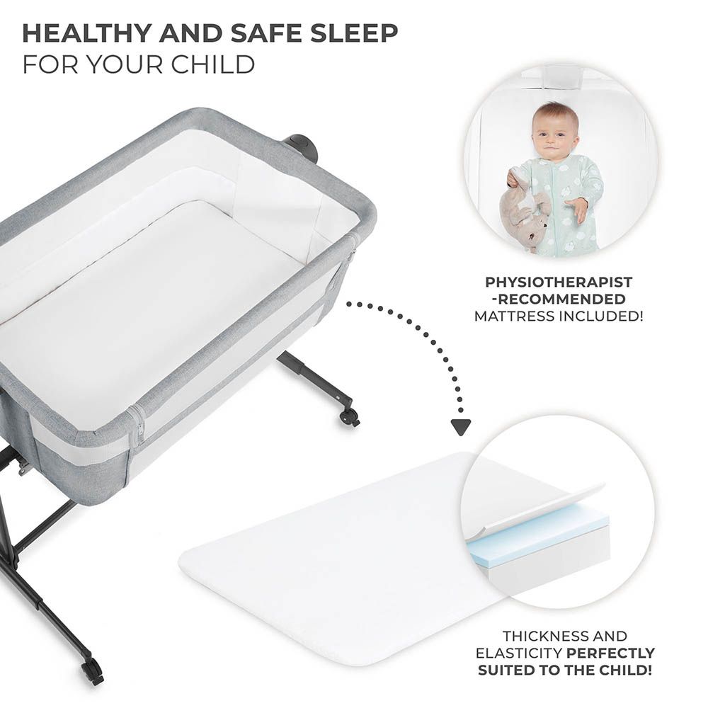 Kinderkraft - 2-in-1 Neste Up 2 Bedside Crib - Light Grey