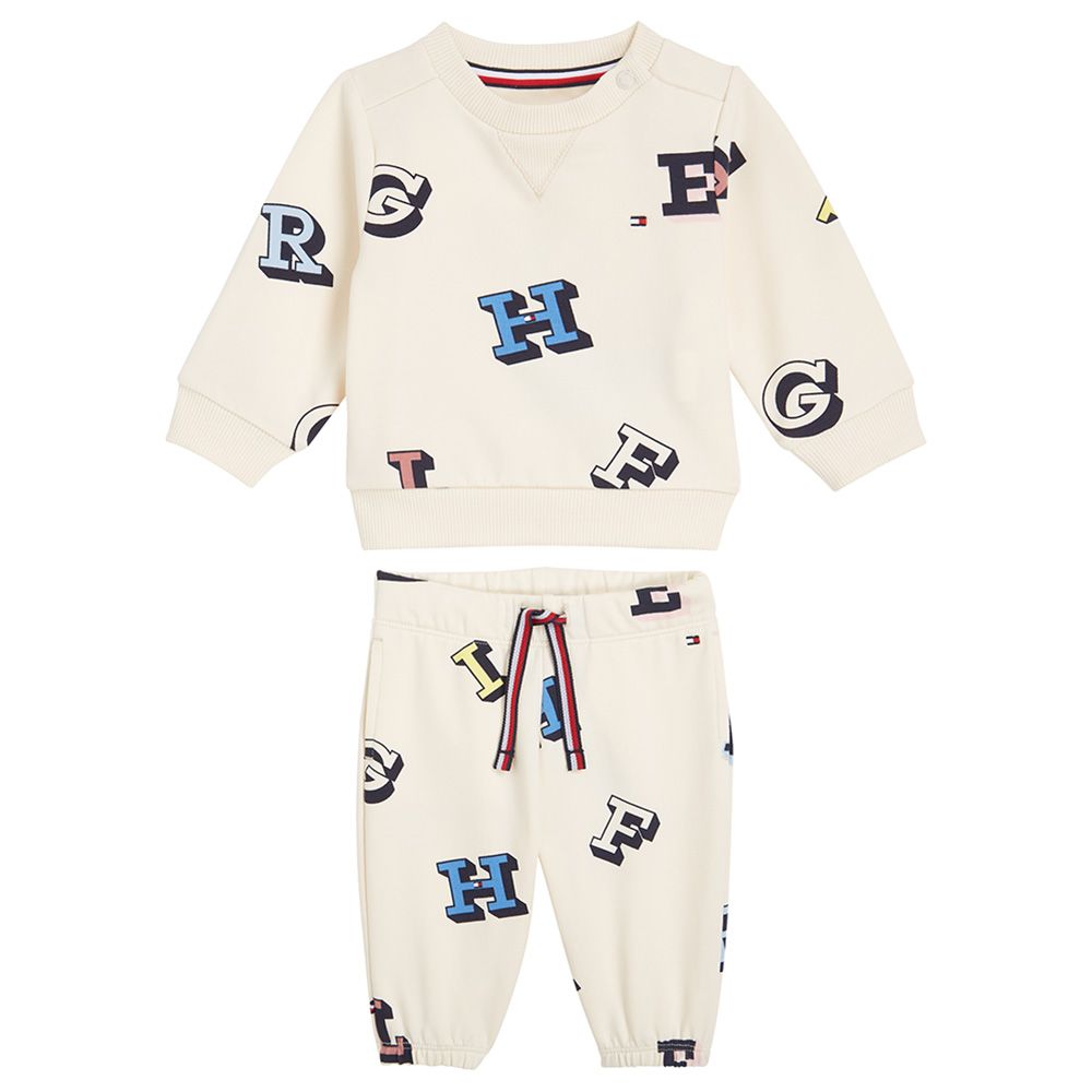 Tommy Hilfiger - 2pc-Set - Baby Monotype Sweatshirt And Joggers - Beige