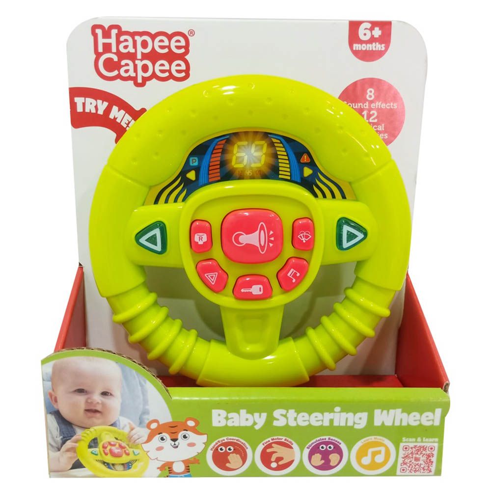 HapeeCapee - Baby Steering Wheel With Sound & Music - Green