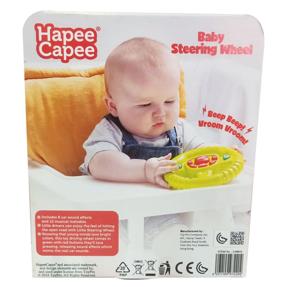 HapeeCapee - Baby Steering Wheel With Sound & Music - Green