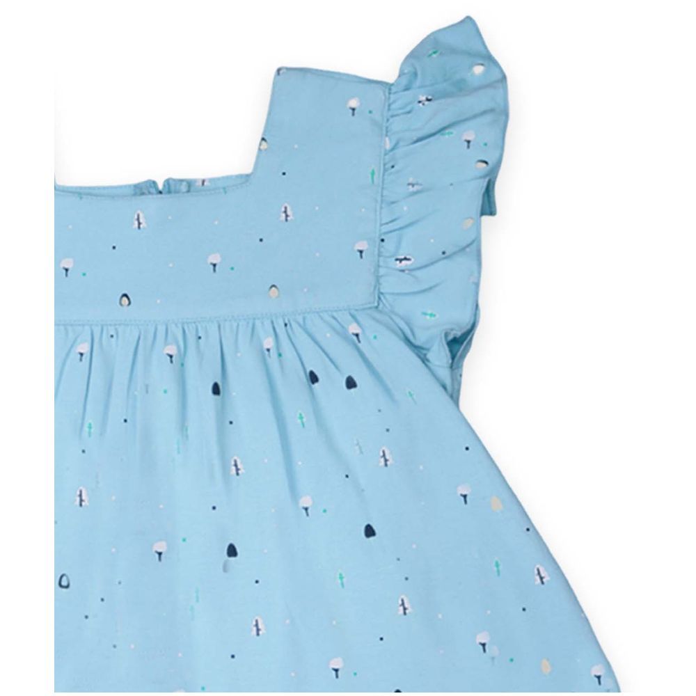 Luay - Girls Ruffled Sleeve Dress - Clear Blue