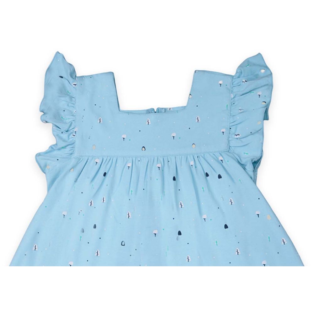 Luay - Girls Ruffled Sleeve Dress - Clear Blue