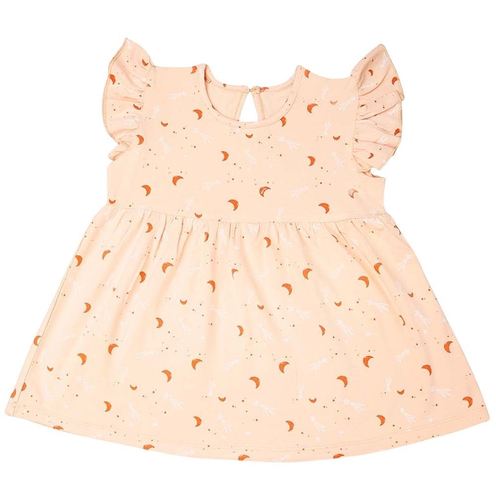 Luay - Girls Ruffled Sleeve Dress - Orange