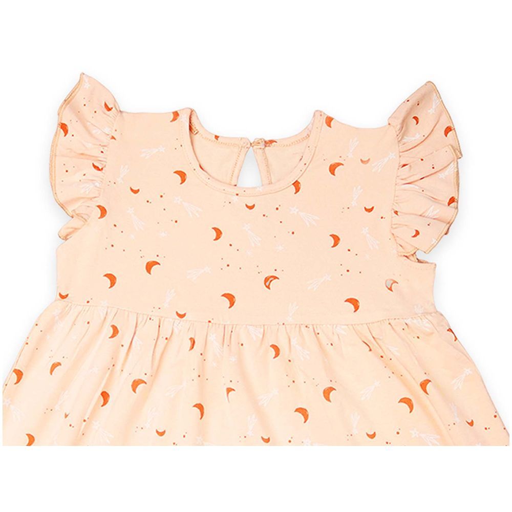 Luay - Girls Ruffled Sleeve Dress - Orange