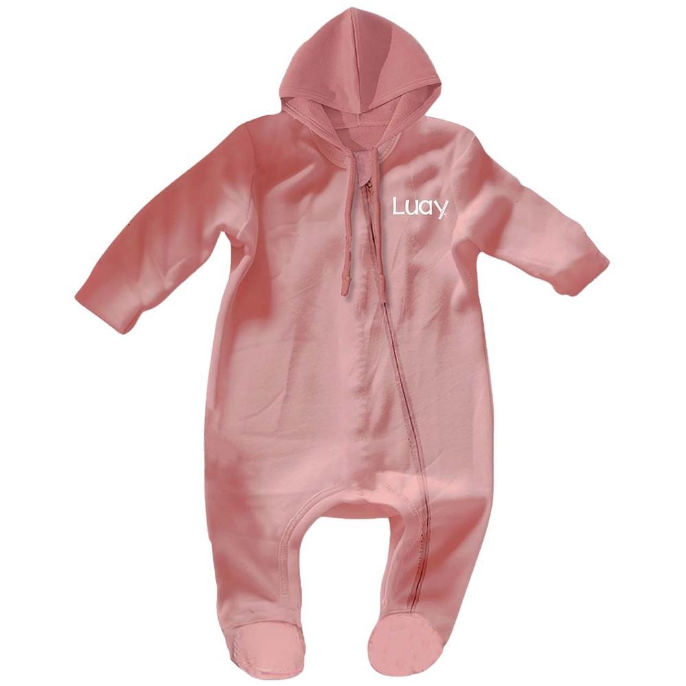 Luay - Soft Fabric Full Sleeves Hooded Romper - Peach