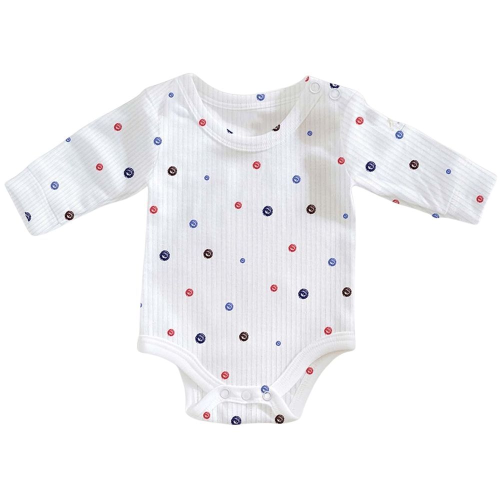 Luay - Full Sleeves Dots Print Bodysuit - White