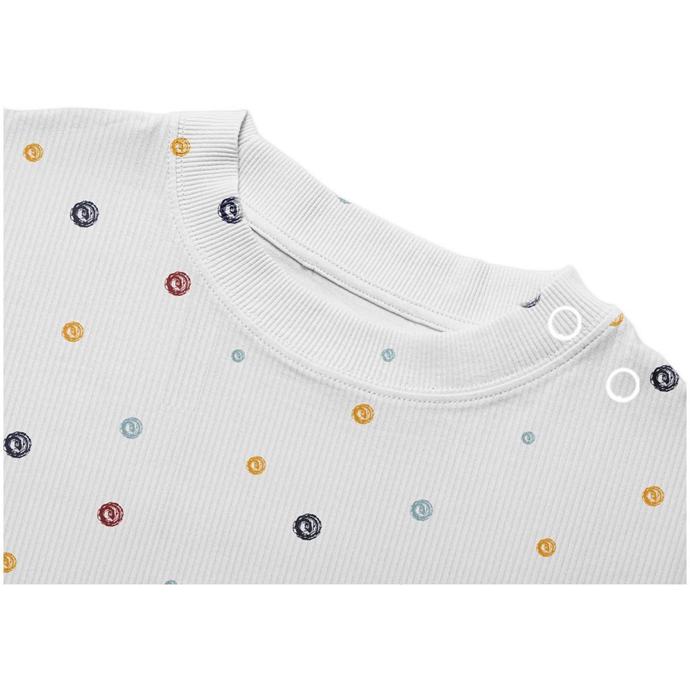 Luay - Full Sleeves Dots Print Bodysuit - White