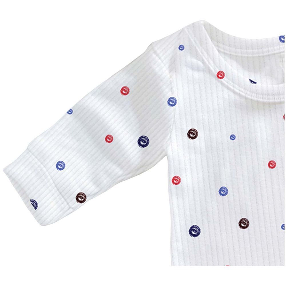 Luay - Full Sleeves Dots Print Bodysuit - White