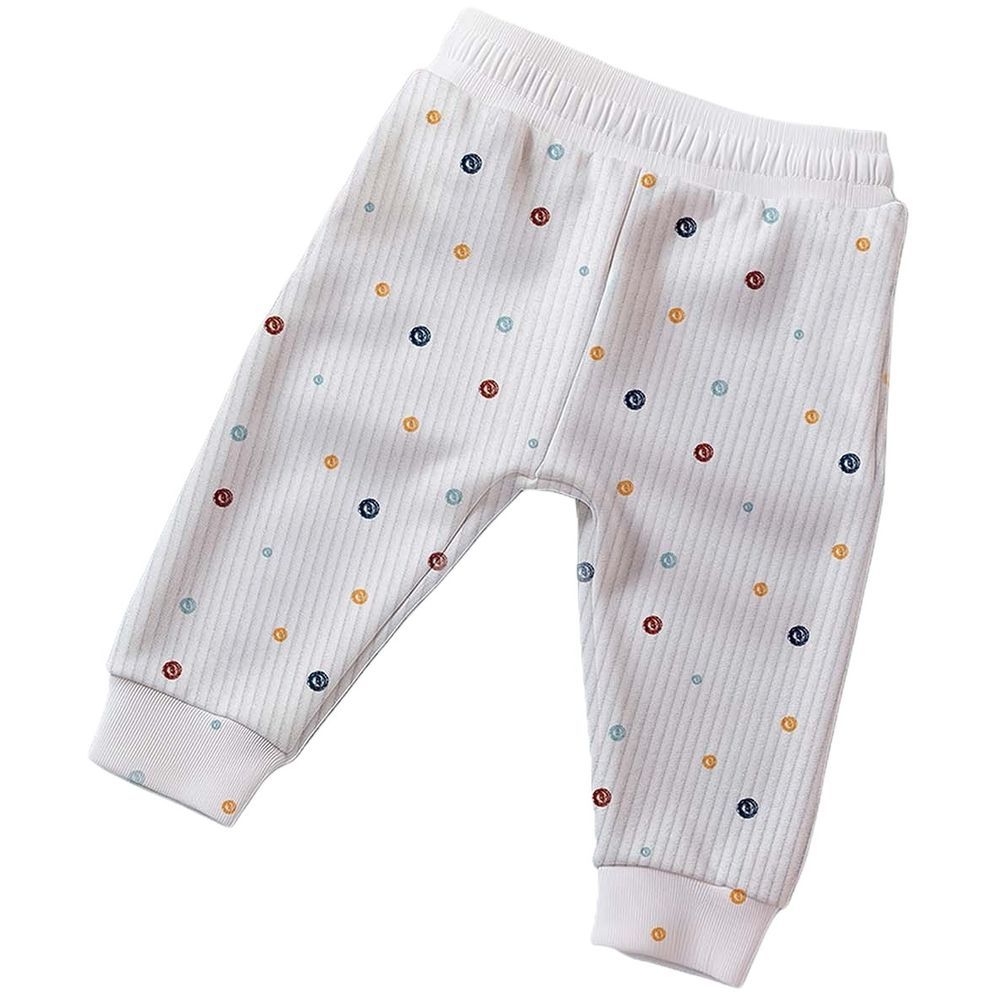 Luay - Ultra Soft Fabric Printed Ribbed Pants - White