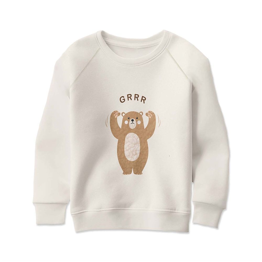 Luay - 2pc-Set - Ultra-Soft Bear Print Sweatshirt & Pants - Cream