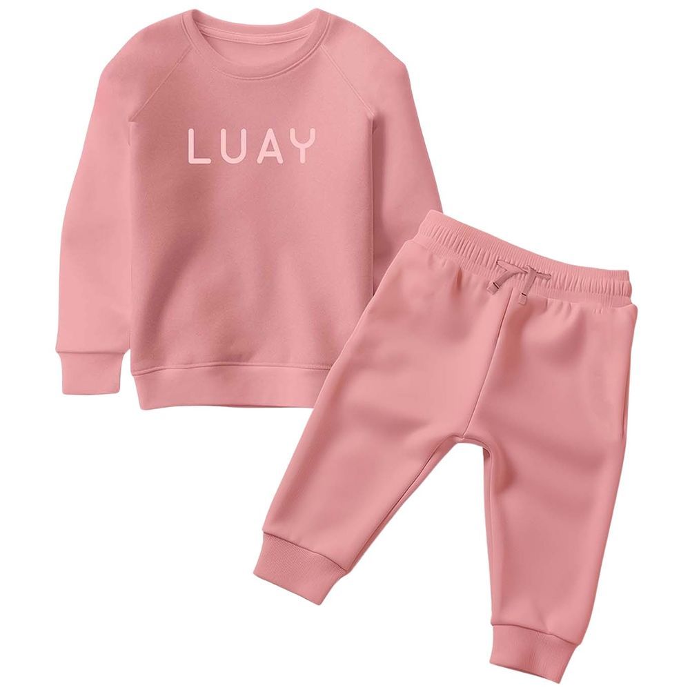 Luay - 2pc-Set - Ultra Soft Fabric Sweatshirt & Pants - Peach