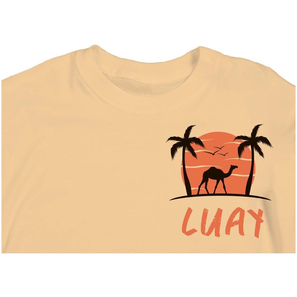 Luay - Charming Camel Palm Tree Print T-Shirt - Orange