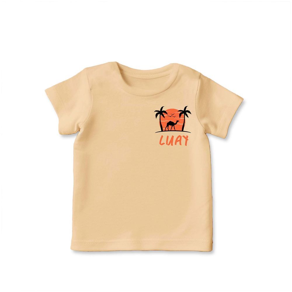 Luay - 2pc-Set - Adventure & Camel Print T-Shirts - Orange/Grey