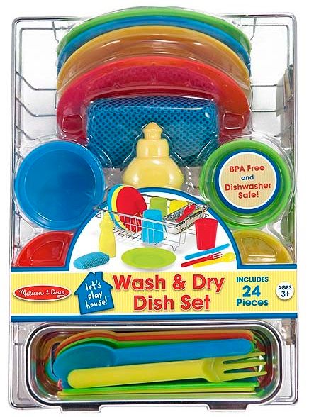 Melissa & Doug Let's Play House! Wash & Dry Dish Set