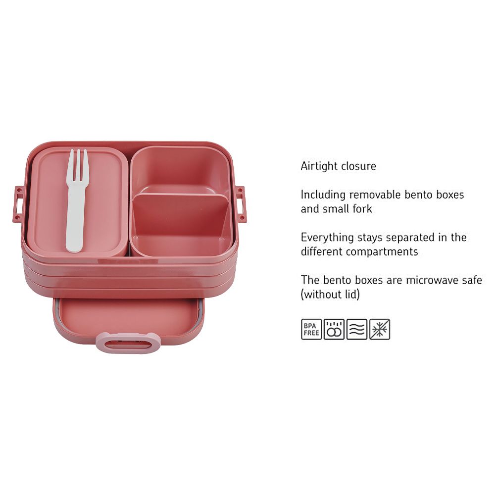 Mepal - 3 Compartments Bento Lunch Box - Vivid Mauve