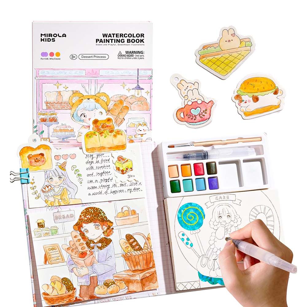 Jar Melo - Watercolour Dessert Princess Painting Book - 12 Pcs