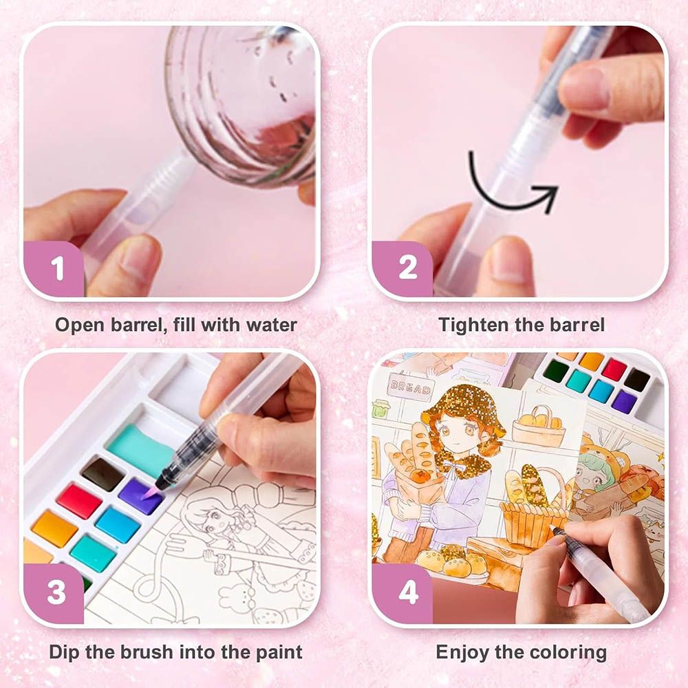 Jar Melo - Watercolour Dessert Princess Painting Book - 12 Pcs