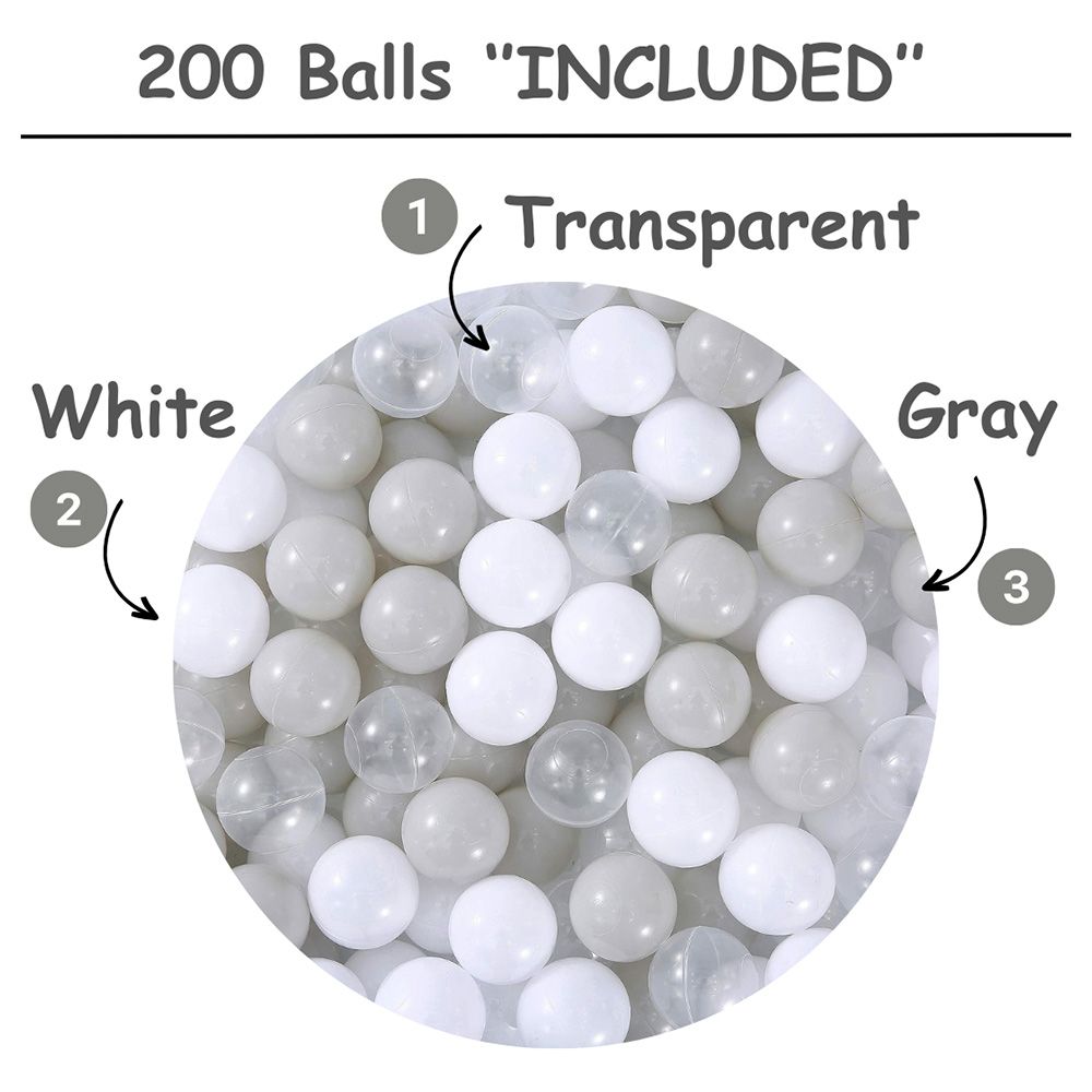 Mumfactory - Ball Pool Pit With 200 Ocean Balls - Grey