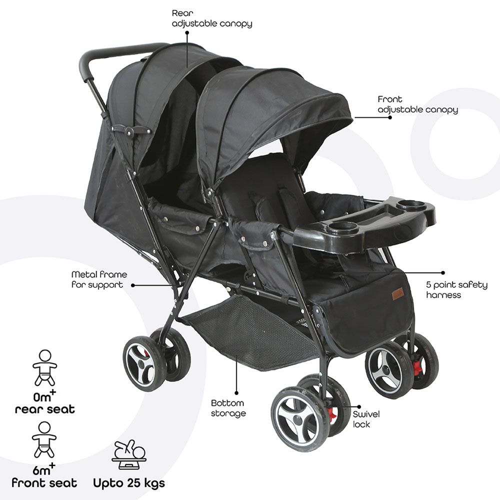 Moon - Tandem Easy Fold Twin Stroller w/ Nutra Diaper Backpack