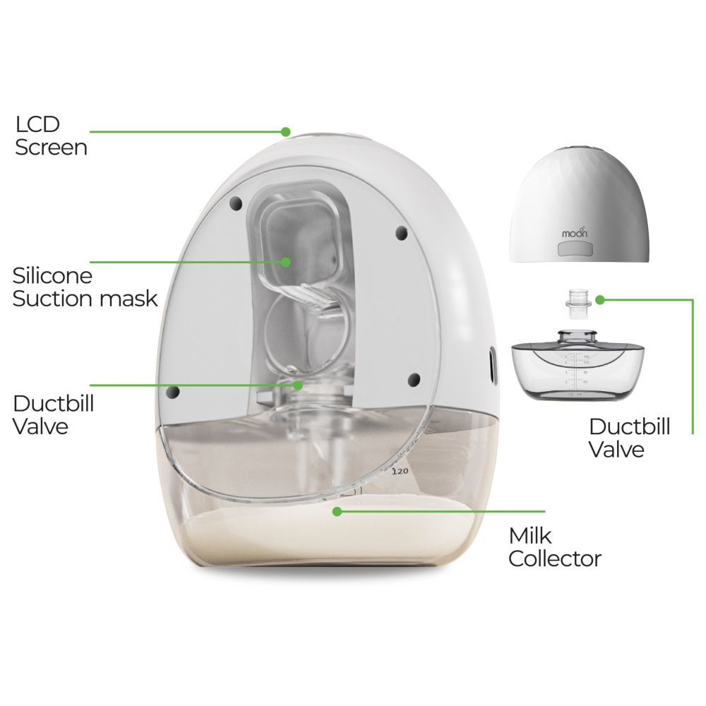 Moon - Wearable Hands-Free Breast Pump - White - 150 ml