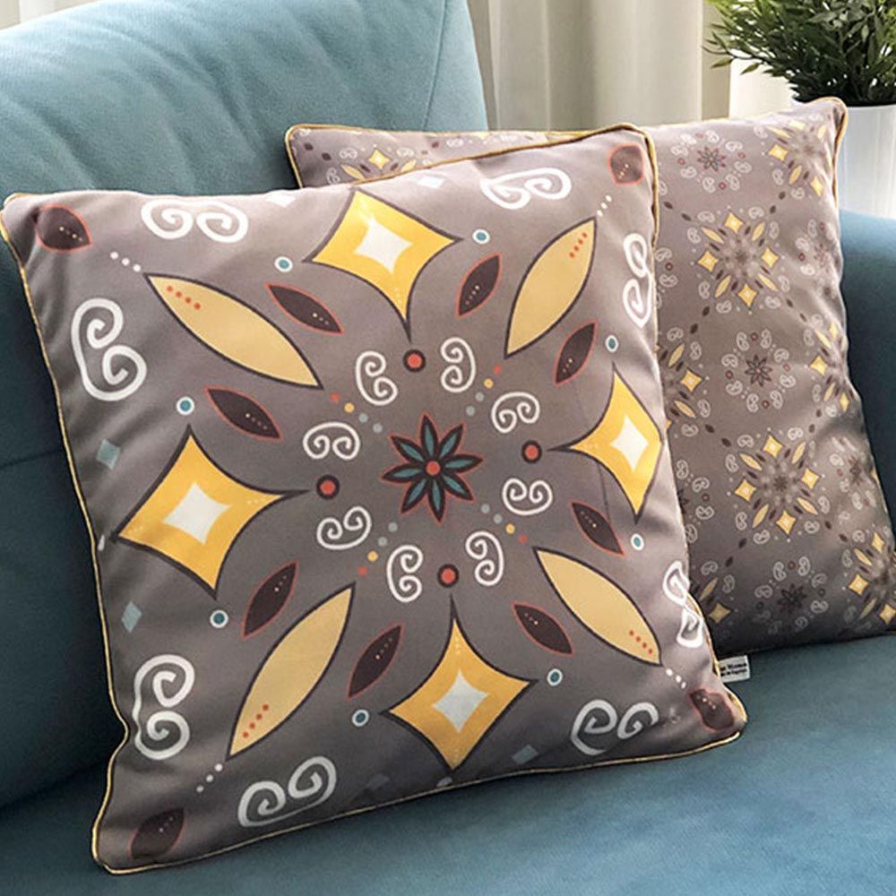 Aiida - Double Face Cushion Cover - Grey/Yellow