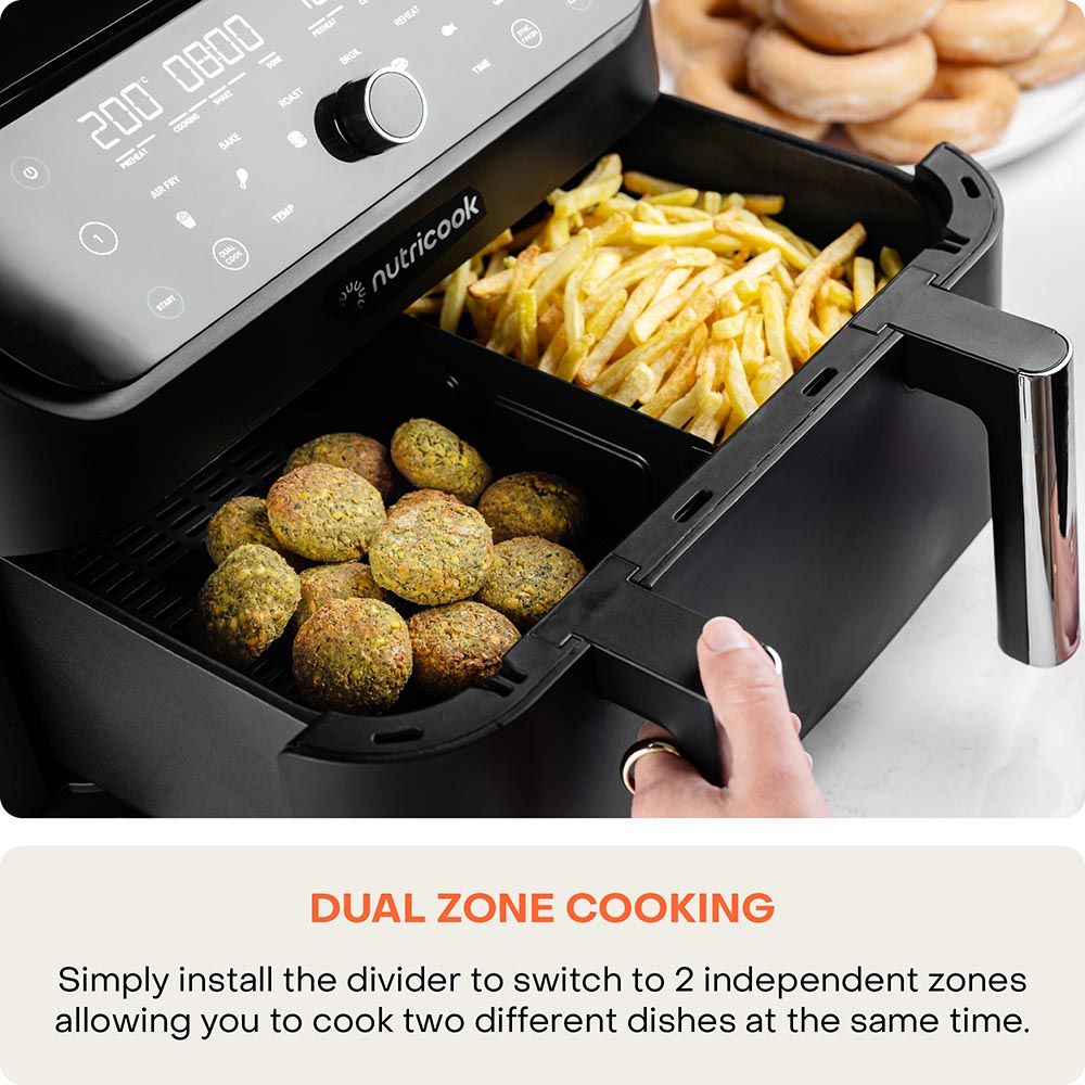 Nutricook - Duo 2 Flexzone Air Fryer - Black - 8.5 L - 2400 Watts